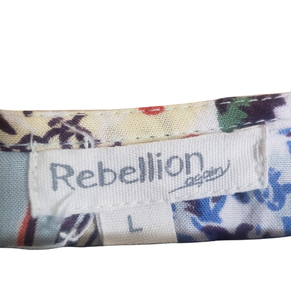 Rebellion Floral Blue Romper Multi-color Size L - Picture 3 of 3